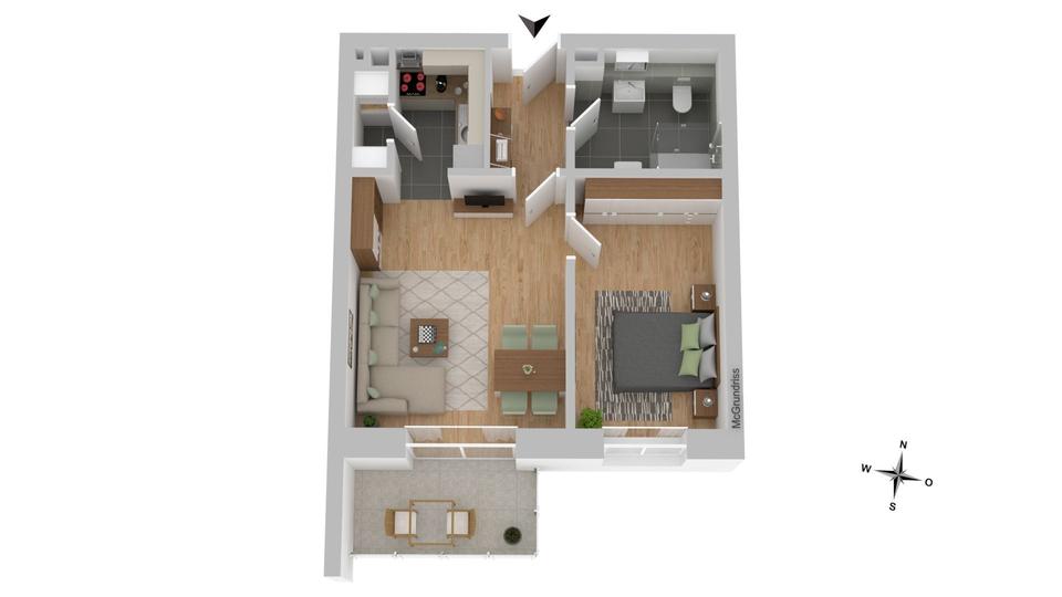 Etagenwohnung Barsbüttel - 2 Zimmer, 50 m&sup2;, 960&euro; | Angebot:25265200