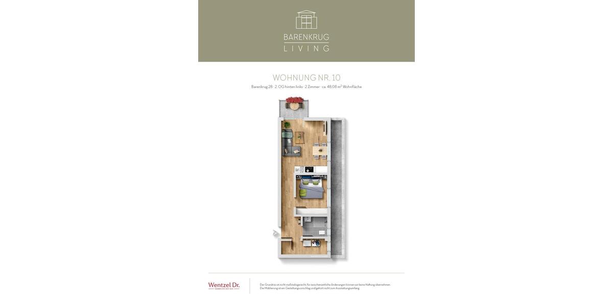 Dachgeschoßwohnung Hamburg Wandsbek - 2 Zimmer, 48 m&sup2;, 975&euro; | Angebot:26005681