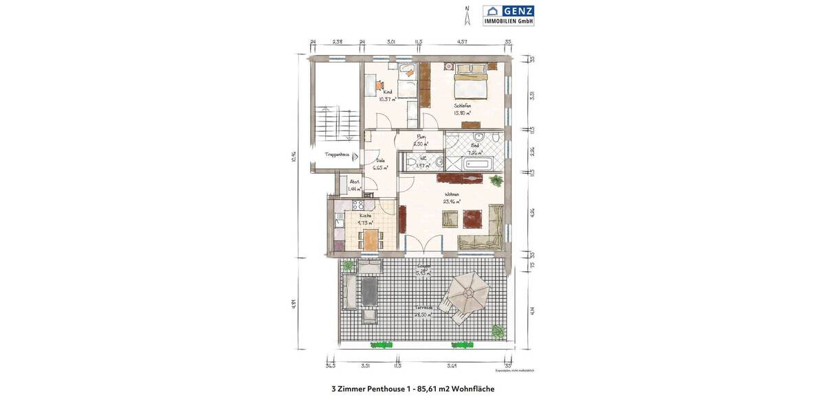 Etagenwohnung Hamburg Eißendorf - 3 Zimmer, 85 m&sup2;, 375.000&euro; | Angebot:25820758