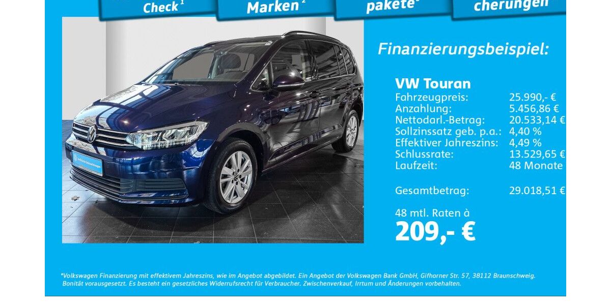 VW Touran 62.152 km 25.990 &euro; Glinde 21509