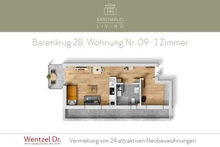 Wohnung Hamburg Wandsbek - 1 Zimmer, 41 m&sup2;, 885&euro; | Angebot:26005678