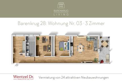 Wohnung Hamburg Wandsbek - 3 Zimmer, 90 m&sup2;, 1.659&euro; | Angebot:26005689