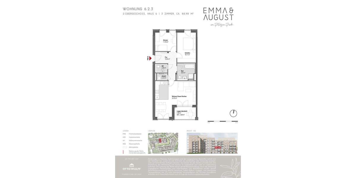 Etagenwohnung Hamburg / Groß Borstel Groß Borstel - 3 Zimmer, 89 m&sup2;, 649.000&euro; | Angebot:25726543
